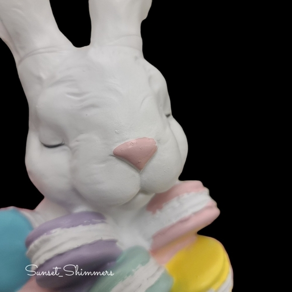 Tall 14.75" Easter Bunny Rabbit Macaron Cookies Figurine Statue Decor New - Picture 6 of 8